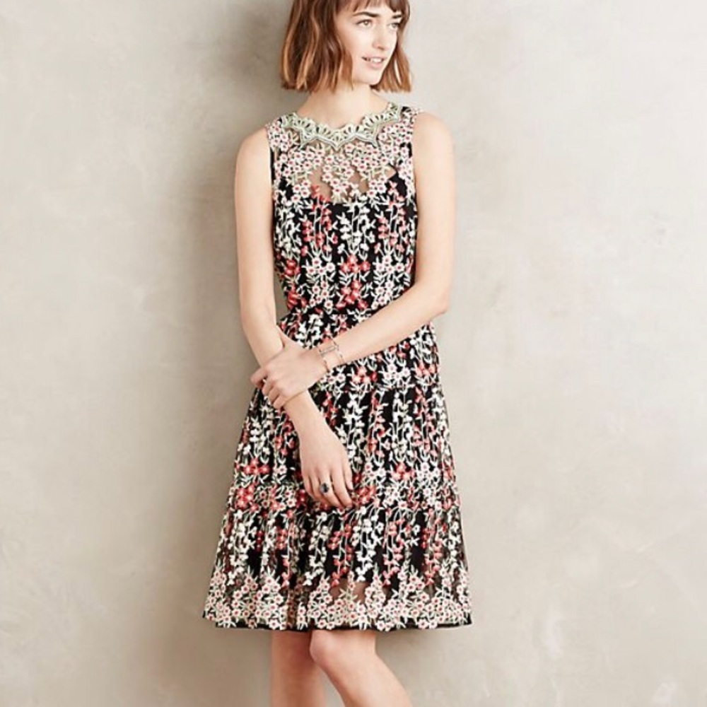 Floral embroidered Anthropologie dress